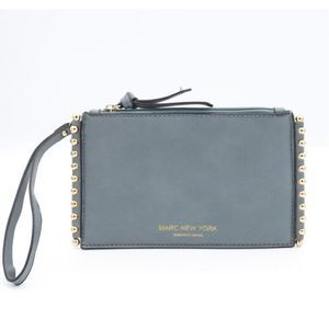 Andrew Marc Gray Wristlet with Gold Accents